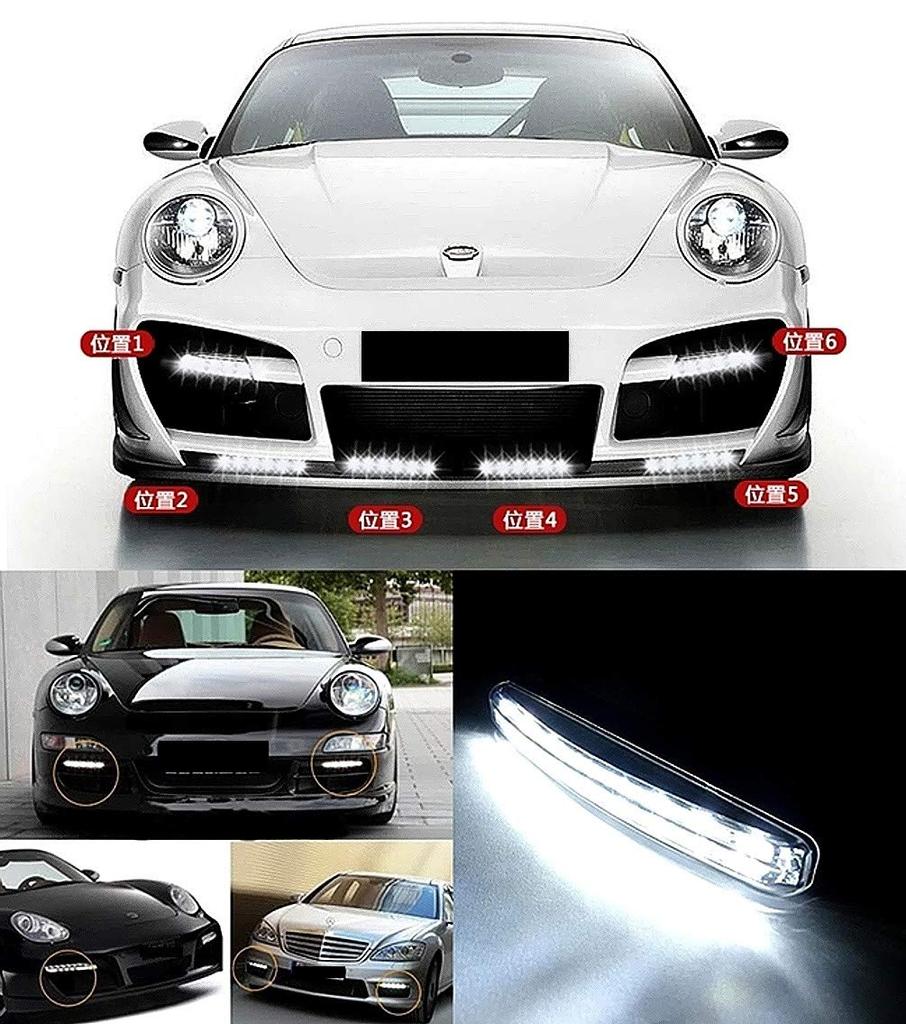 [Generic Goods] Daylight LED 16 Rounds 12 V Universal Left and Right Set of 2 White Mounting Stays Included