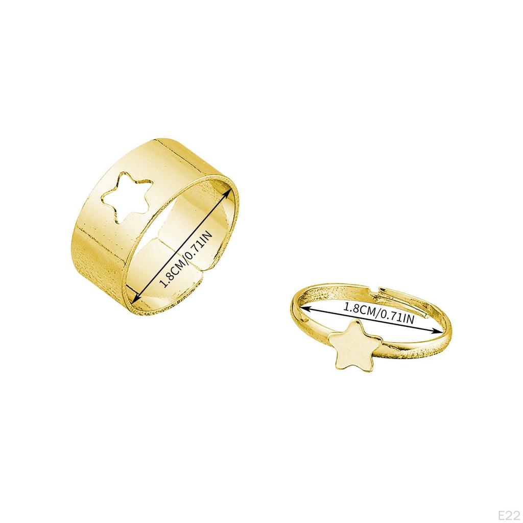 Fashion Hollow Matching Rings Set for Teen Girls Mens Engagement Adjustable Open Punk Jewelry