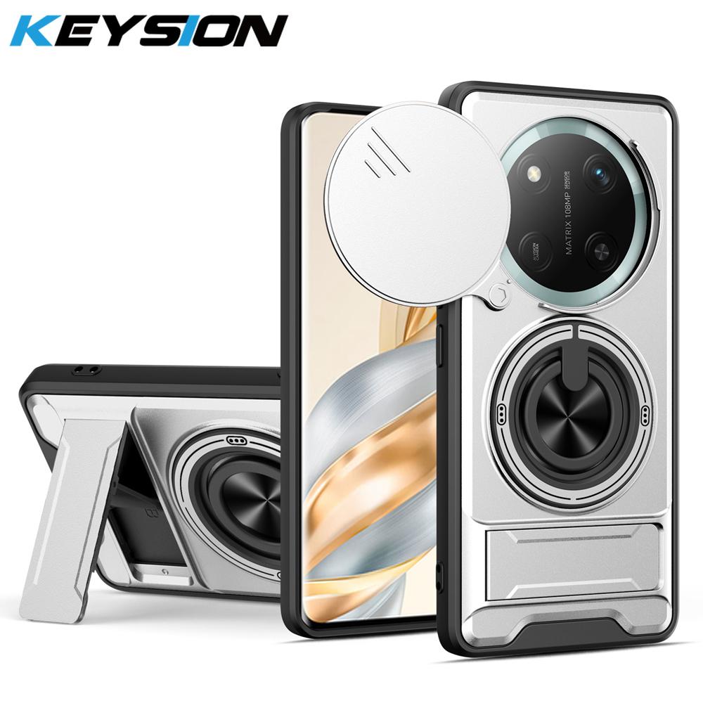 KEYSION Magnetic Phone Case for Honor X9c 5G Slide Camera Protection Upright Kickstand Shockproof Back Cover for Magic 7 Lite 5G