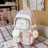 Spring new color contrasting two-piece backpack for primary and secondary school students, high-value dopamine make-up bag for high school students