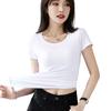 Women's Slim Fit White Cotton Short Sleeve T-Shirt - Round Neck, Summer/Spring Style