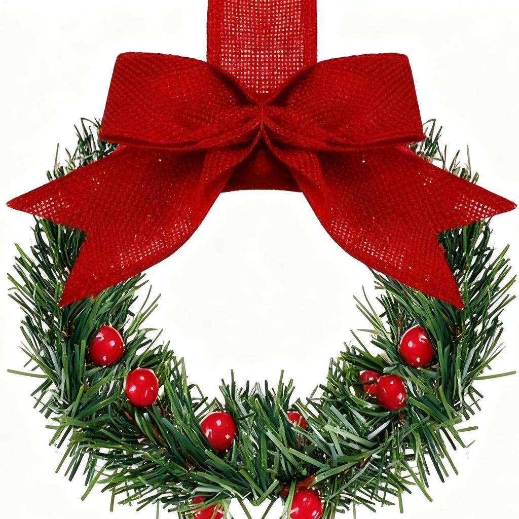 Kitchen Cabinet Wreaths Artificial Garland 5.12 Inches with Ribbon Bow Berry Mini Cabinet Wreaths for Farmhouse Porch Stairs