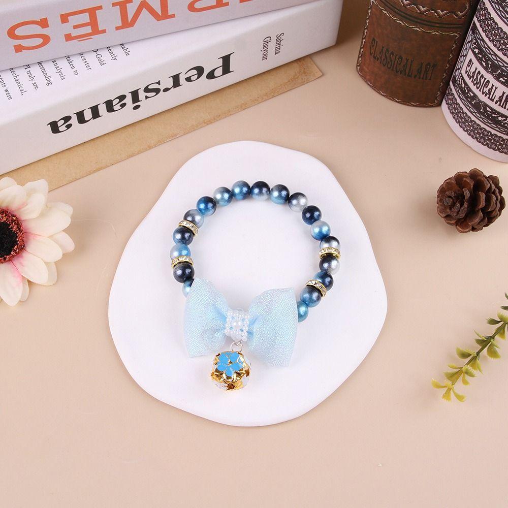 Colorful Cat Puppy Collar Princess Style Cat Neck Chain Cute Pet Pearls Bowknot Necklace  Puppy
