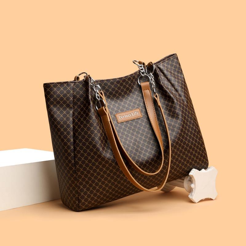 Spring and Summer New Printed Retro Casual Large-capacity Tote Bag Daily Shoulder Bag Underarm Bag Women's Bag