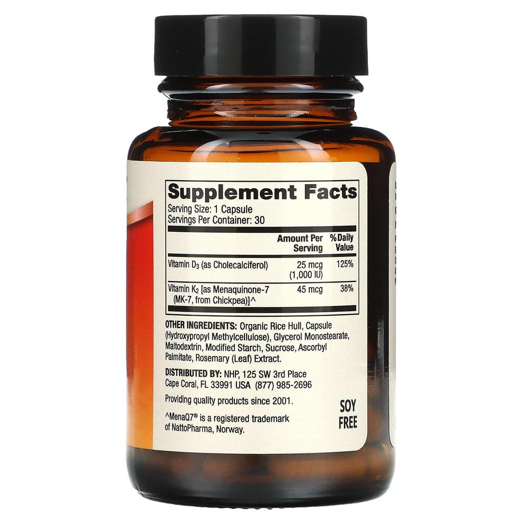 Dr. Mercola, Vitamin D3 and K2 Low Dose, 30 Capsules
