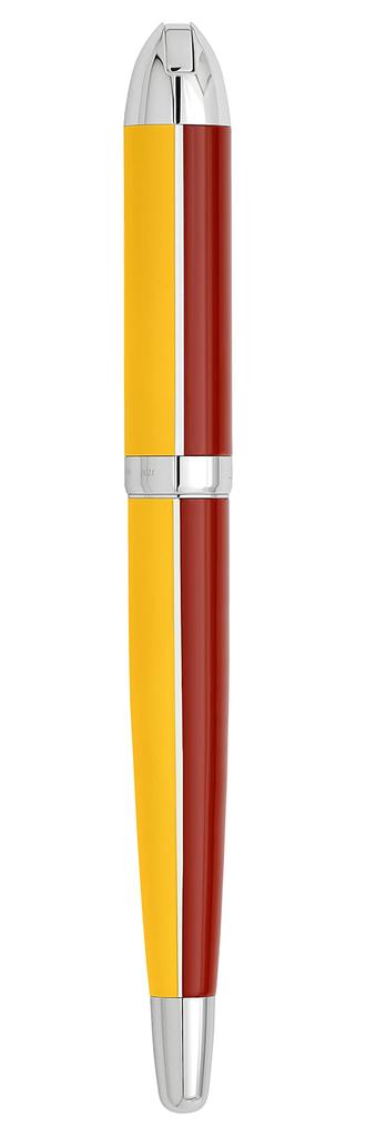 Xezo Visionary medium nib fountain Aspen gold and red Limited edition of Screw pen. color. 500, serialized. Handcrafted. cap.