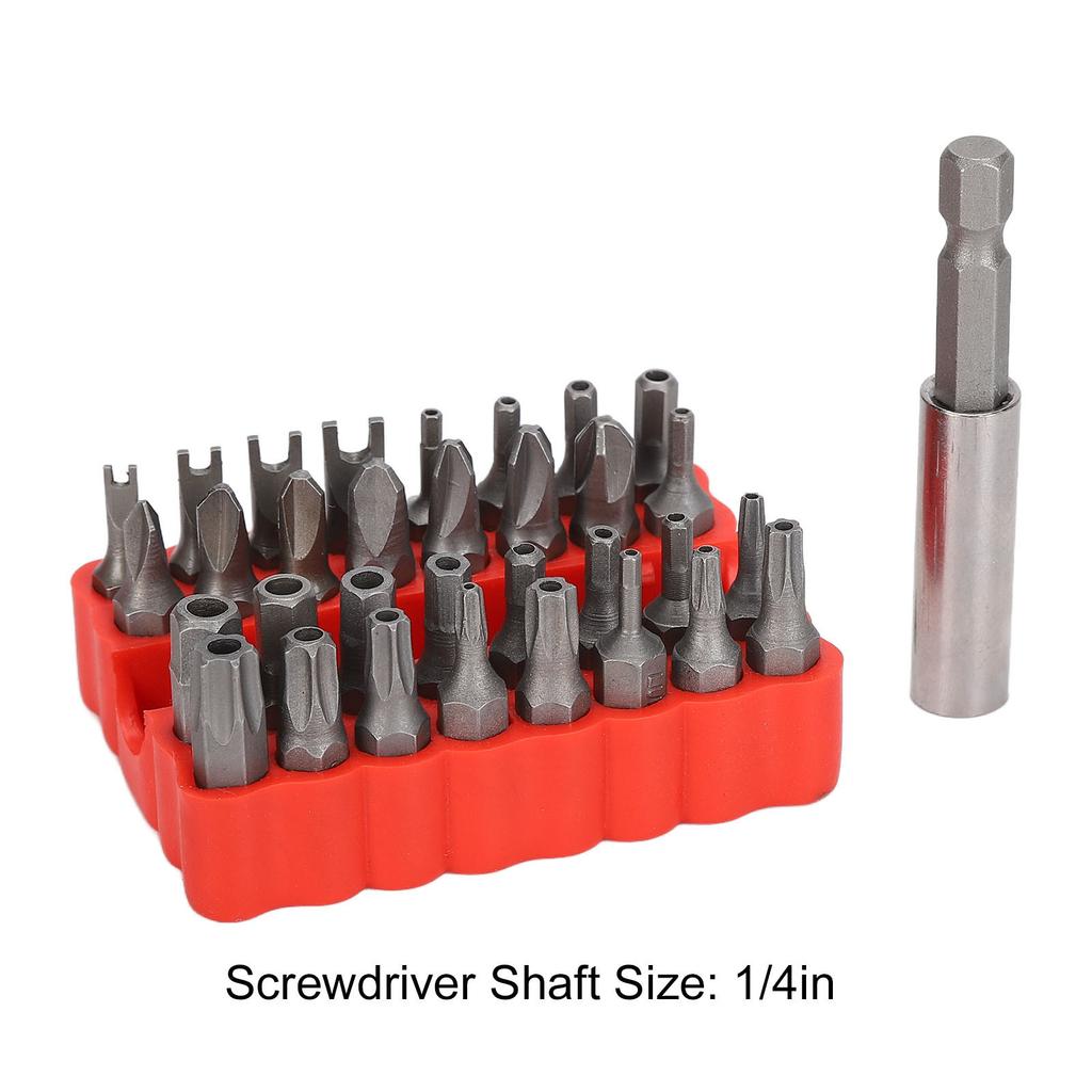 33Pcs Security Screw Hex Bit Set Chrome Vanadium Steel 1/4in Shaft for Vehicle Computer