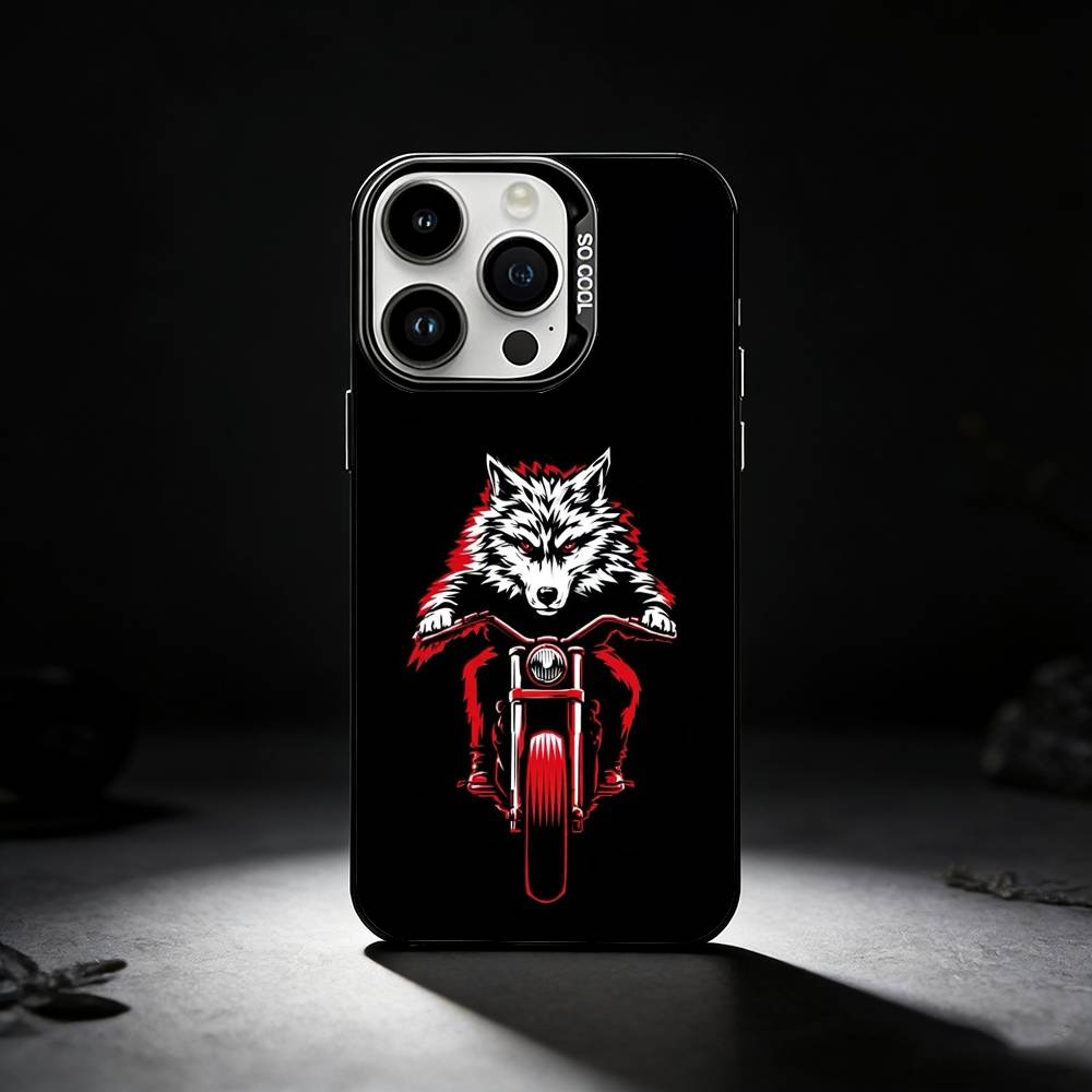 

Чехол для телефона «Волки на мотоциклах» для iPhone 17, 16, 15, 14, 13, 12, 11 Plus, Pro Max, XS, Цветной серебристый чехол для телефона iPhone16