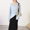 Loose V-neck Long Sleeve Women's Sun Protection T-shirt - Plus Size Summer Riding Top, Korean Style