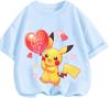 Everyday Casual Short Sleeve T Shirt Pikachu Trendy Cartoon Print Lightweight Outdoor Wear Children 3 To 14 Years Old