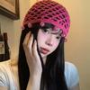 Pearl Fringed Crochet Hat Hollowed Out Beret Cap Breathable Beanies Cap  Bride Headpiece