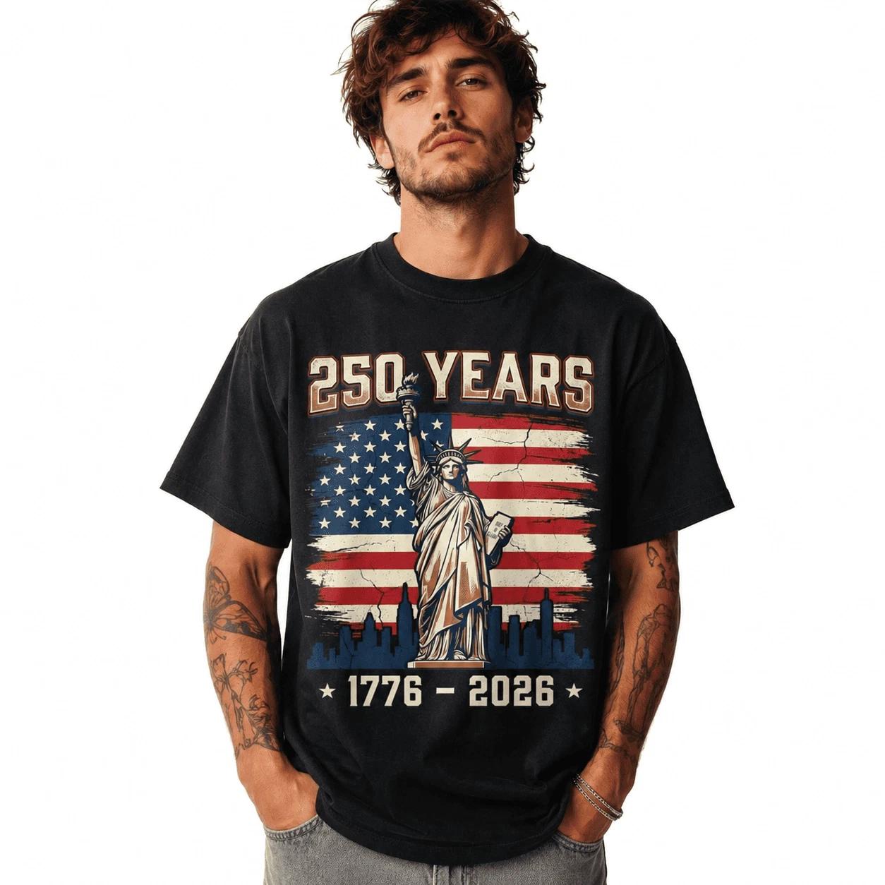 USA 250th Anniversary Memorial Patriotic America 1776-2026 T-Shirt XS