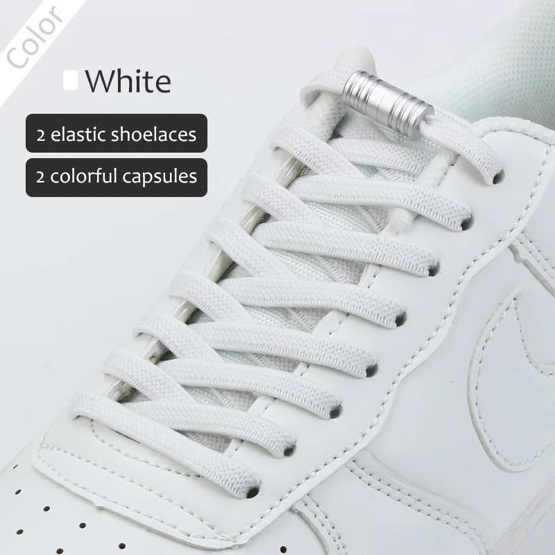 No Tie Elastic Shoelaces with Secure Metal Lock, Lazy Speed Laces for Adult Running Sneakers Sports Shoes