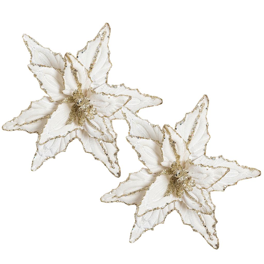 Velvet Cloth Glitter Christmas Flower Red Gold Glitter Fleece Simulation Flower Flower Hanging Ornament Flower Hanging Ornaments