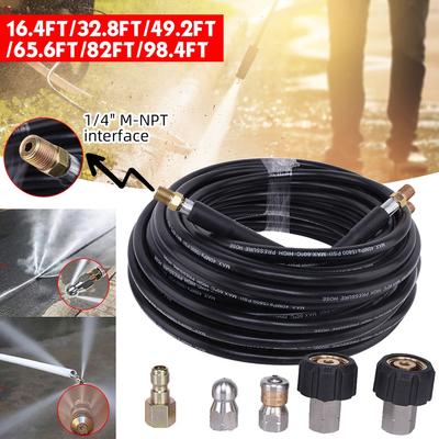 48Mpa Sewer Cleaning Jetter Kit 1/4 Inches 5m/10m/15m/20m/25m/30m High Pressure Washer Hose For Garden Washer Drain Pipe Sprayer Hose Decker