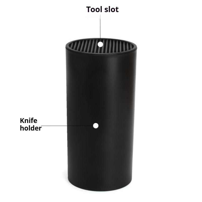 Bloc cu Fante Multiple din Plastic Negru, Organizator pentru Cuțite/Foarfece de Bucătărie, Potrivit pentru Diverse Cuțite, Drenaj, Rezistent la Umiditate, Suport pentru Cuțite
