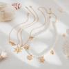 Bohemian Pearl Beaded Necklace Starfish Shell Pendant Necklace Holiday