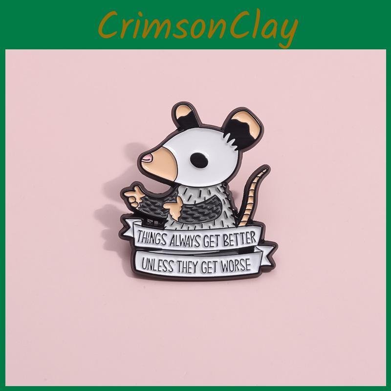 Whimsical Animal Brooch Stylish Cartoon Mouse Design Trendy Letter Badge For Gifts