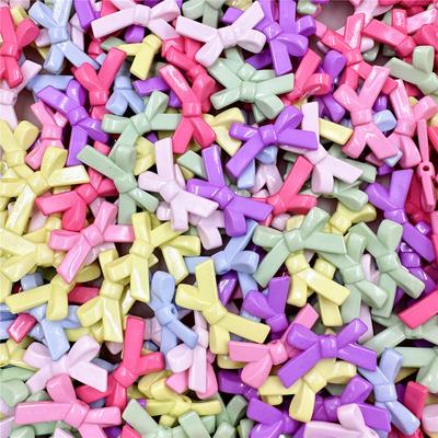For Bracelet Necklace Making Fashion 50pcs 20.4*34.2mm Acrylic DIY Jewelry Accessories Loose Beads Colorful Solid Bow Charms