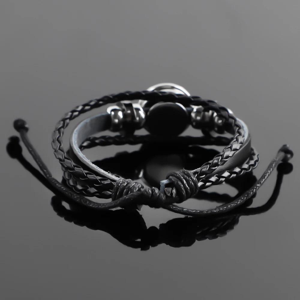 Freemasonry Vintage Leather Rope Bracelet Handmade Multilayer Braided Charm Jewelry Gift for Men Women