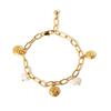 Mezmic Pearl Charm Gold Plated Chain Bracelet