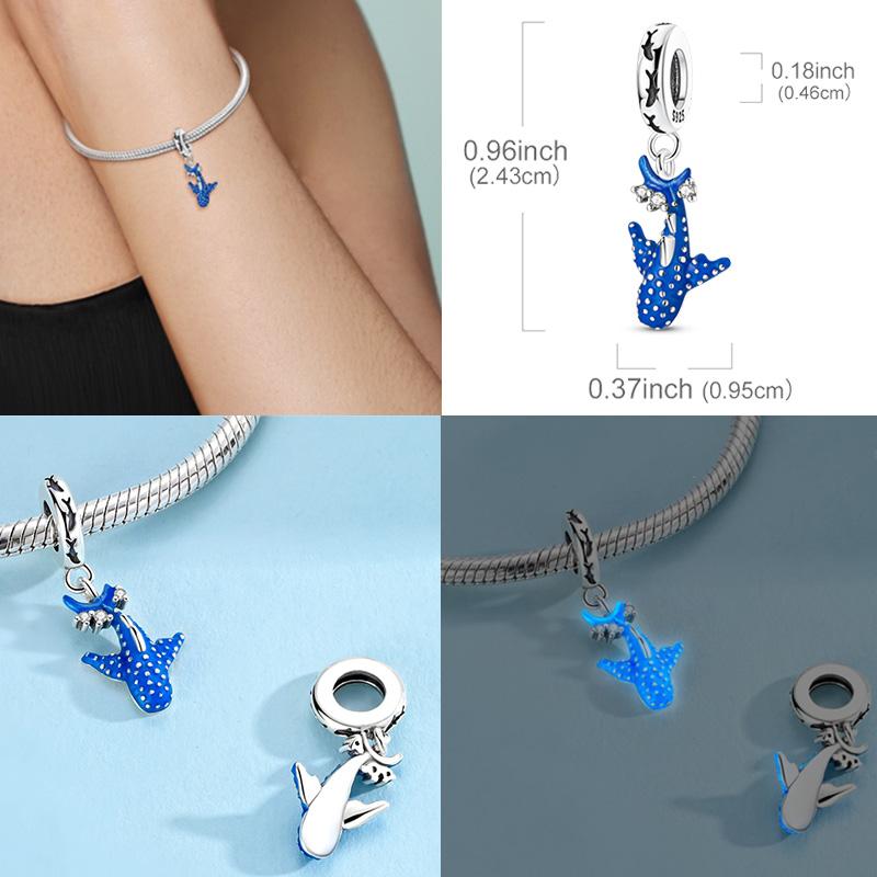 Original Real Copper Charm Bead Luminous Whale Shark Pendant Fit Original Bracelets For Women Diy Accessories Gift
