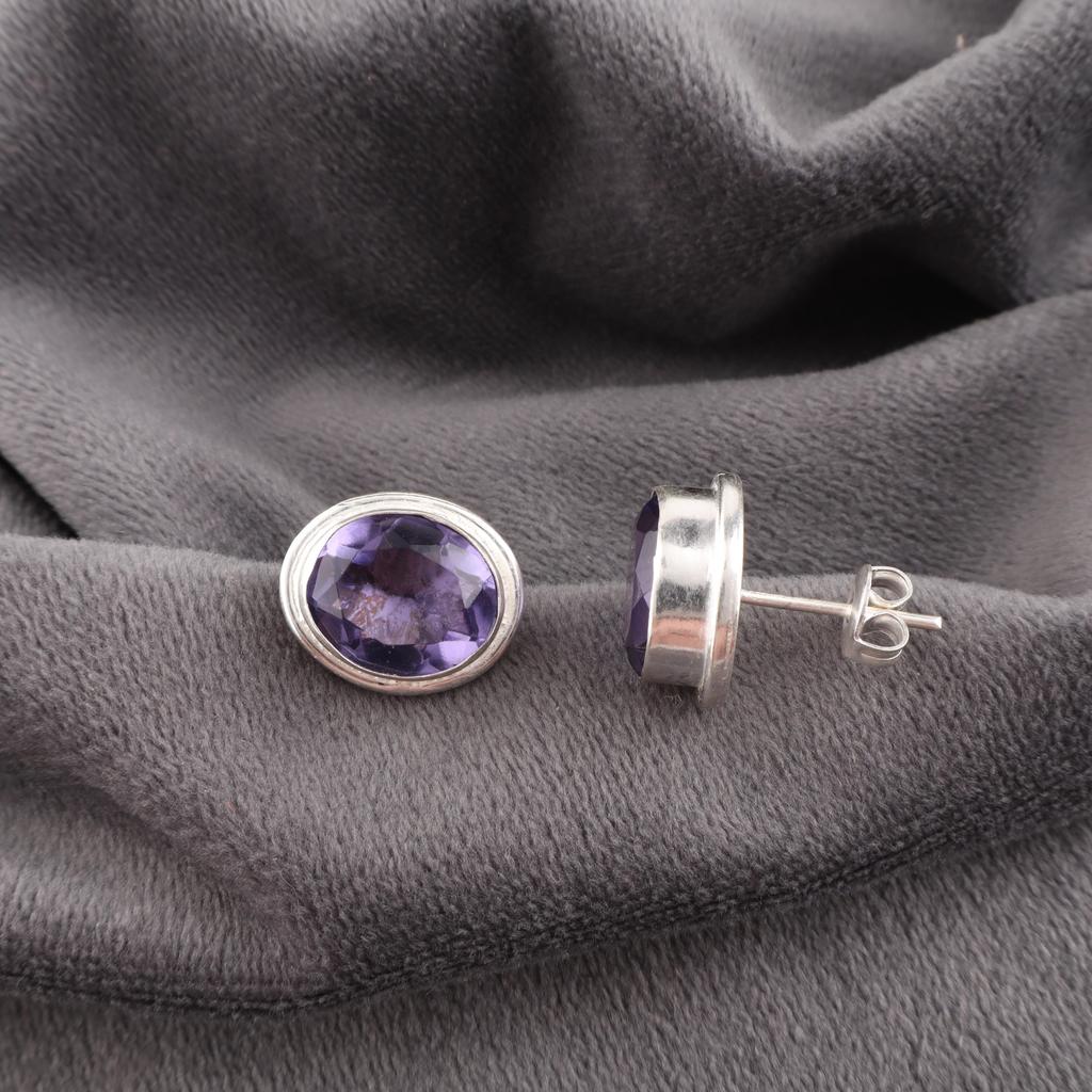 Iolite Jewelry, Handmade Gemstone Pendant, 925 Solid Sterling Silver Earrings Spiritual Jewelry, For Engagement Gift