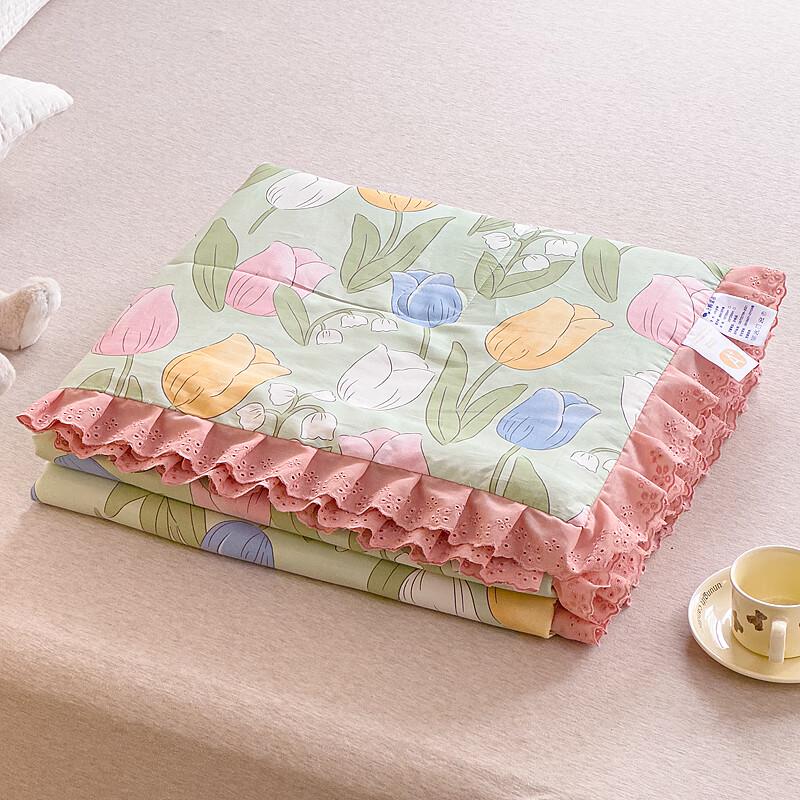 Aosimen Reine Baumwolle Prinzessin Spitze Steppdecke