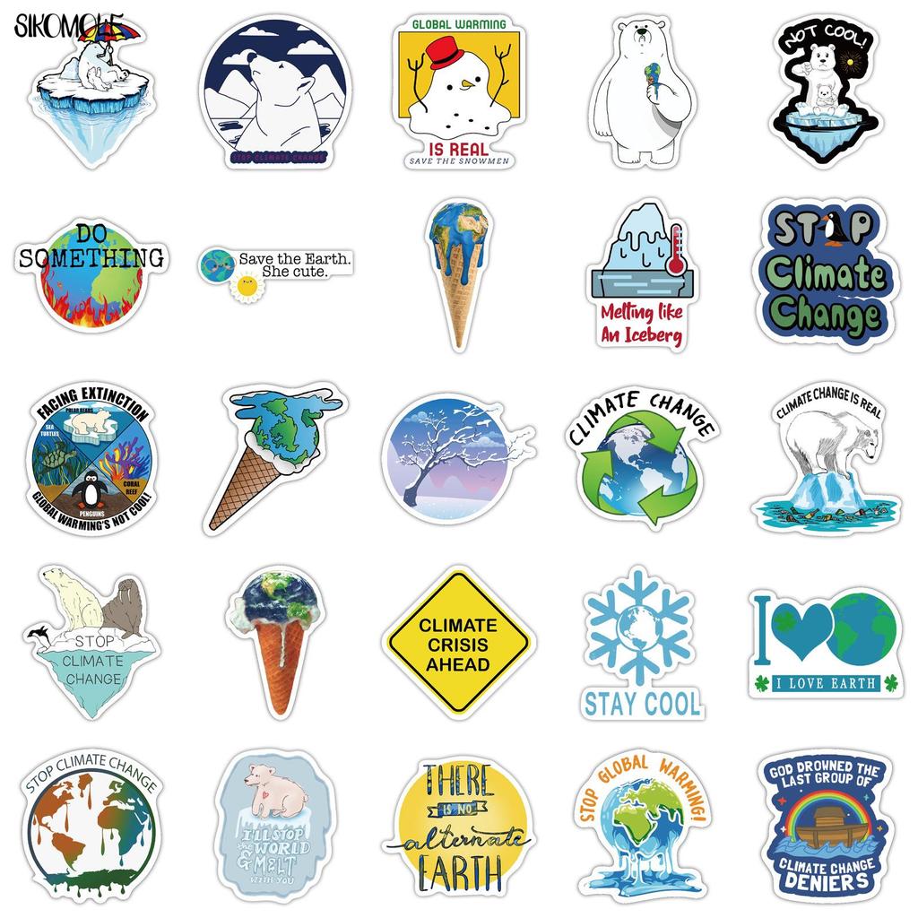 10 30 50 100PCS Cartoon Global Climate Change Stickers Polar Bear DIY Toy Car Suitcase Laptop Skateboard Mobile Decal Sticker F5