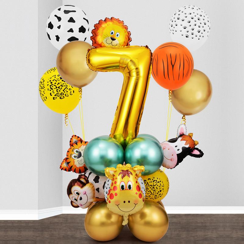 Forest Animal Party Set Balloon Digital Combination Aluminum Mold Balloon Column Birthday Decoration
