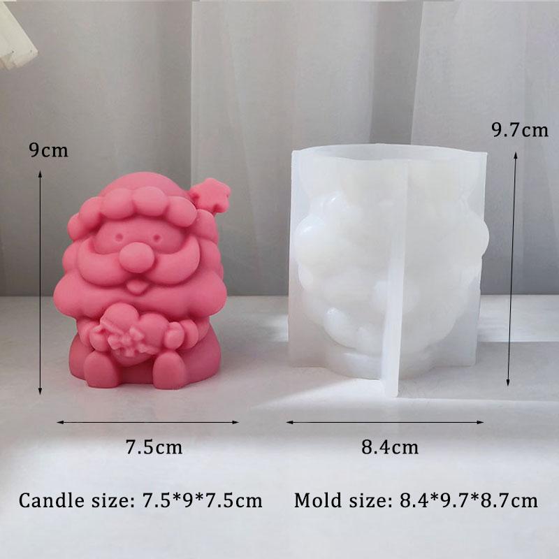 3D Bearded Santa Claus Candle Mold Snowman DIY Scented Candle Plaster Resin Mould Silicone Cake Making Tool Christmas Decor Gift
