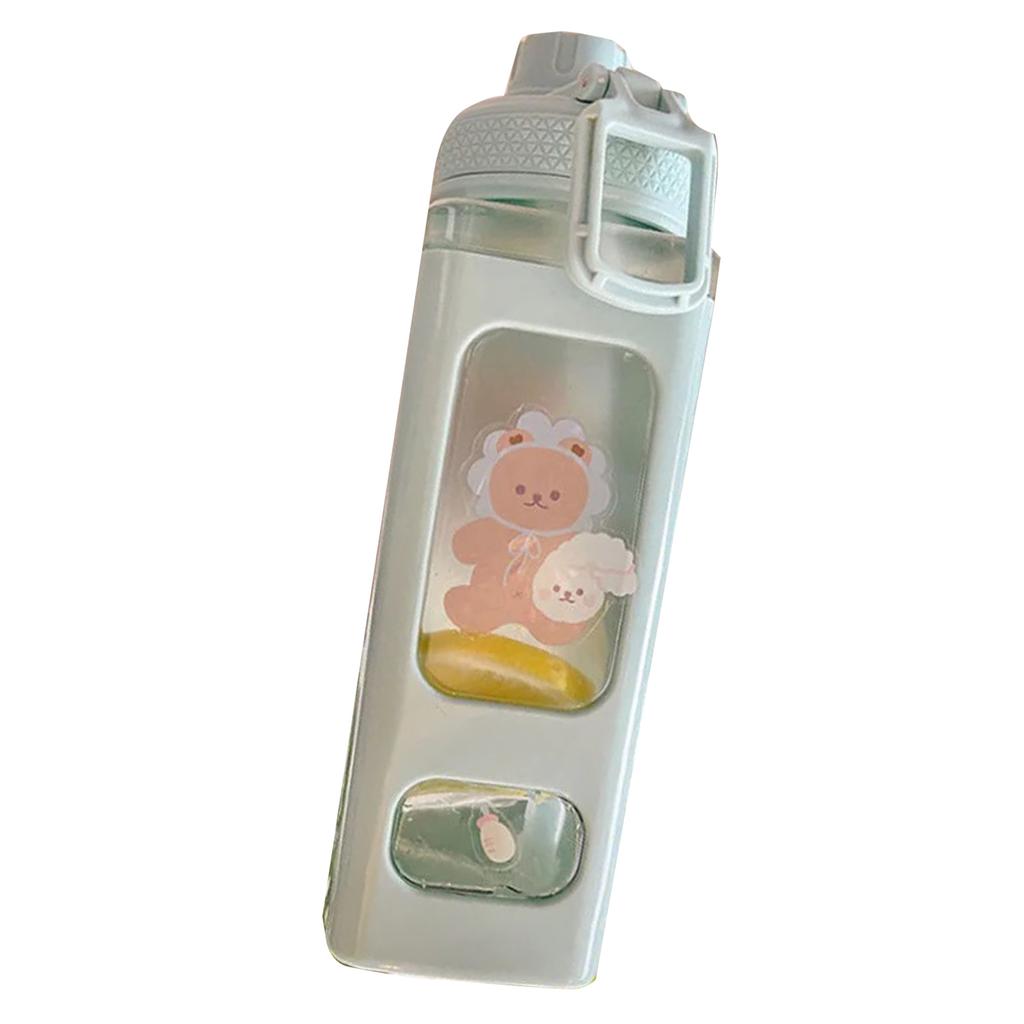 Large Capacity Water Bottle Portable Cute Drinking Bottle with Straw Nozzle Stickers Leakproof for Students Girls