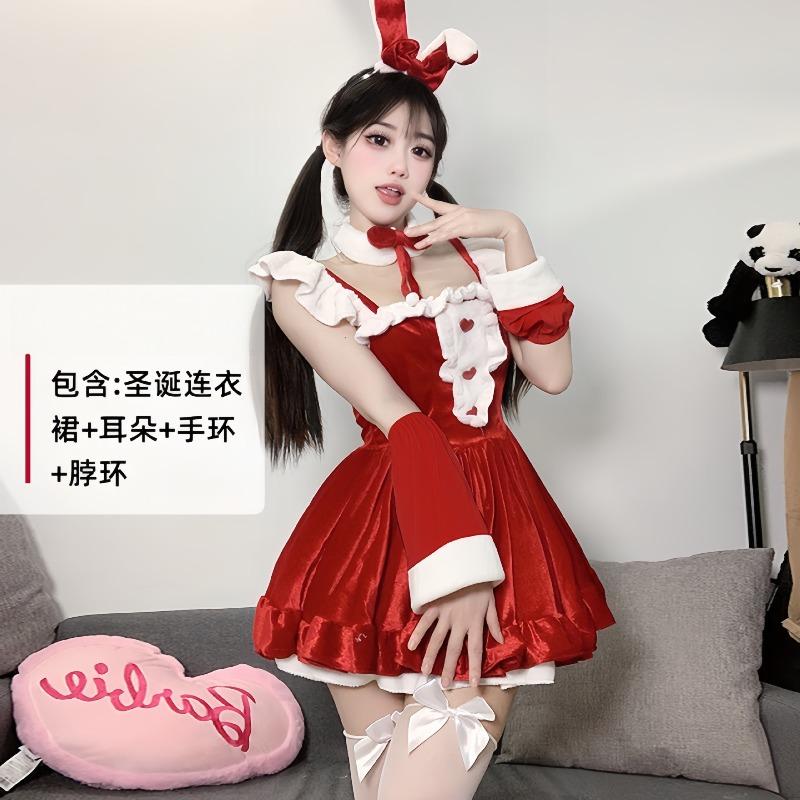 Red Sexy Christmas Dress Autumn Dress Women's Suspender Dress Women's Robe Battle Dress 6