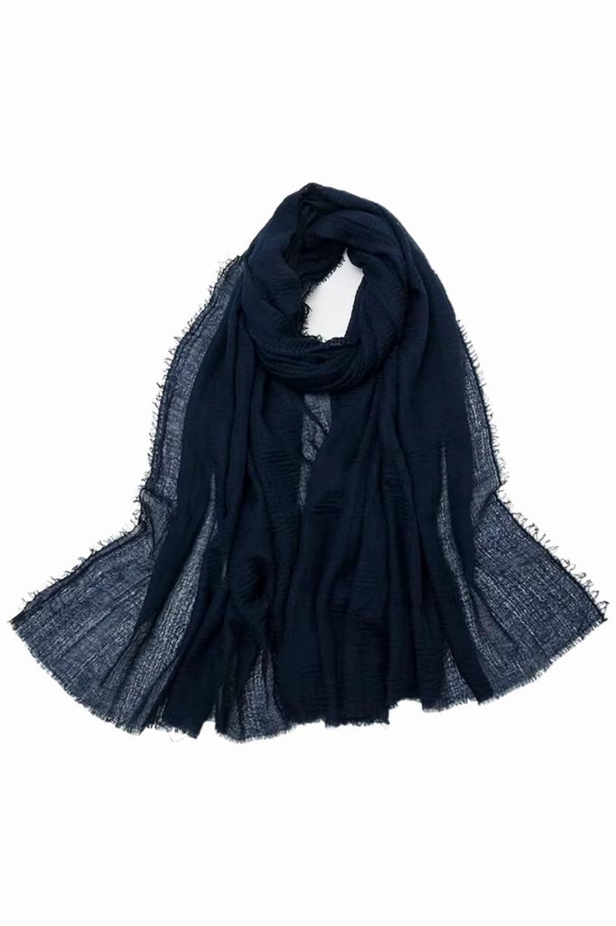 Women' Ink Blue Scarf 180x85 - Elegant, Smooth and Light Shawl in a Deep Color