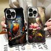 Bird Oil Painting Style Plating Phone Case For Iphone 16 17 Pro Max Air 16E 14 15 Plus 12 13 Mini Anti-Fall Airabag Cover