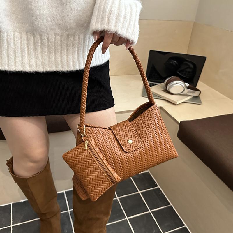 Yogodlns Herbst/Winter Neues Strickmuster Handtasche Retro Eimer Unterarm Hobo Tasche Damen Einzelne Schultertasche