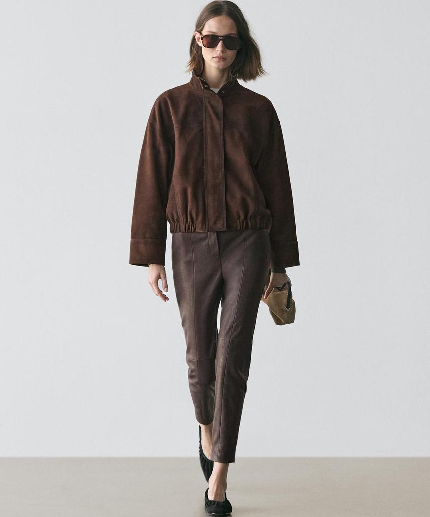 Masimodutti Elastic Detail Napa Leather Leggings