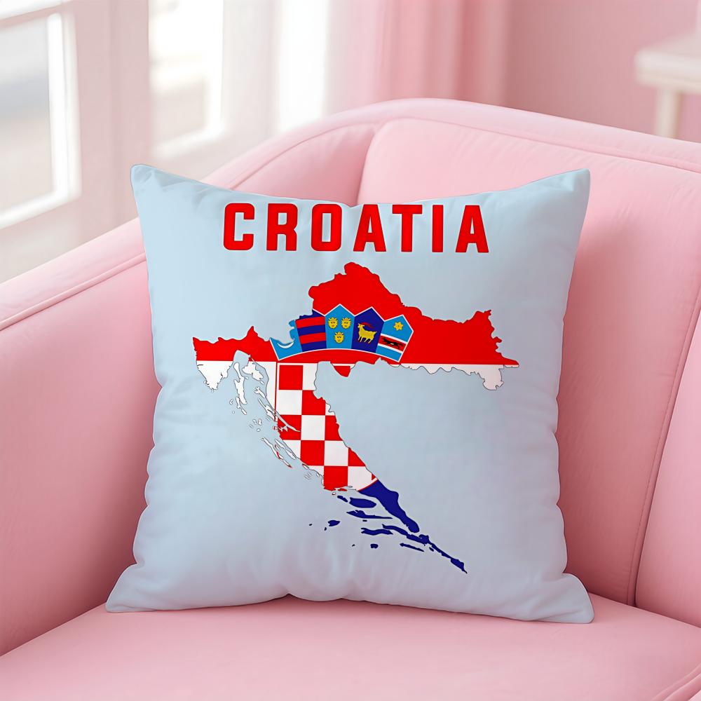 Croatia Cro Flag Cushion Cover Eco-Friendly Odorless Healthy Pillowcase Soft & Comfortable Kid-Safe No Filling
