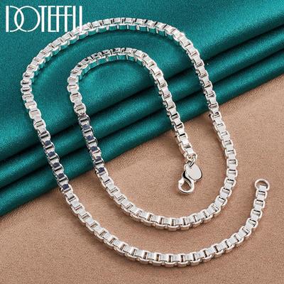 Charmante 4mm karierte Kette Halskette 925 Sterling Silber Modeschmuck