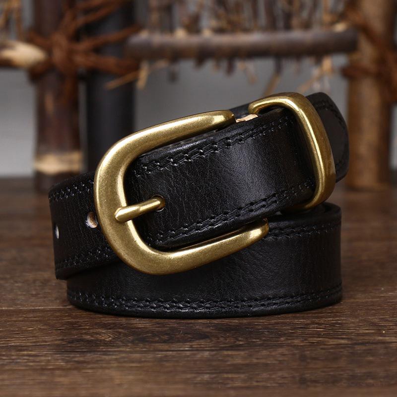 2.8cm Width Women Genuine Leather Belt for Women Female Cowskin Strap Casual Copper Buckle Ladies Belts Designer High Quality