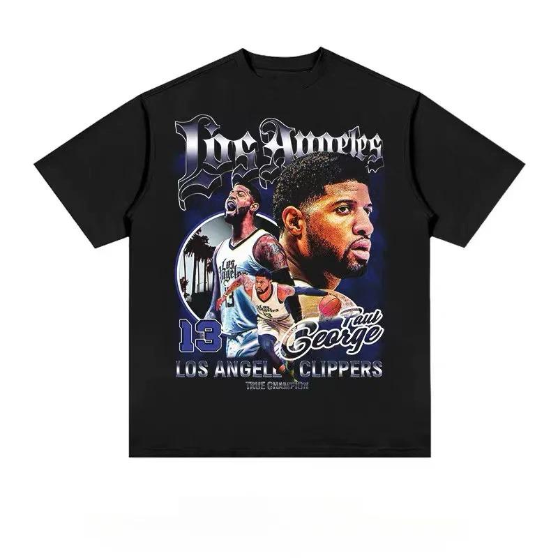 

Stylish Black Paul George LA Clippers Vintage Graphic Casual Cotton Short-Sleeve T-Shirt 4XL