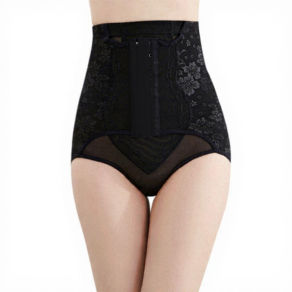 Nine-Button Firm High-Waist Tummy-Control Seamless Panties Women's Thin Mesh Nylon Postpartum Stomach-Reducing Shaping