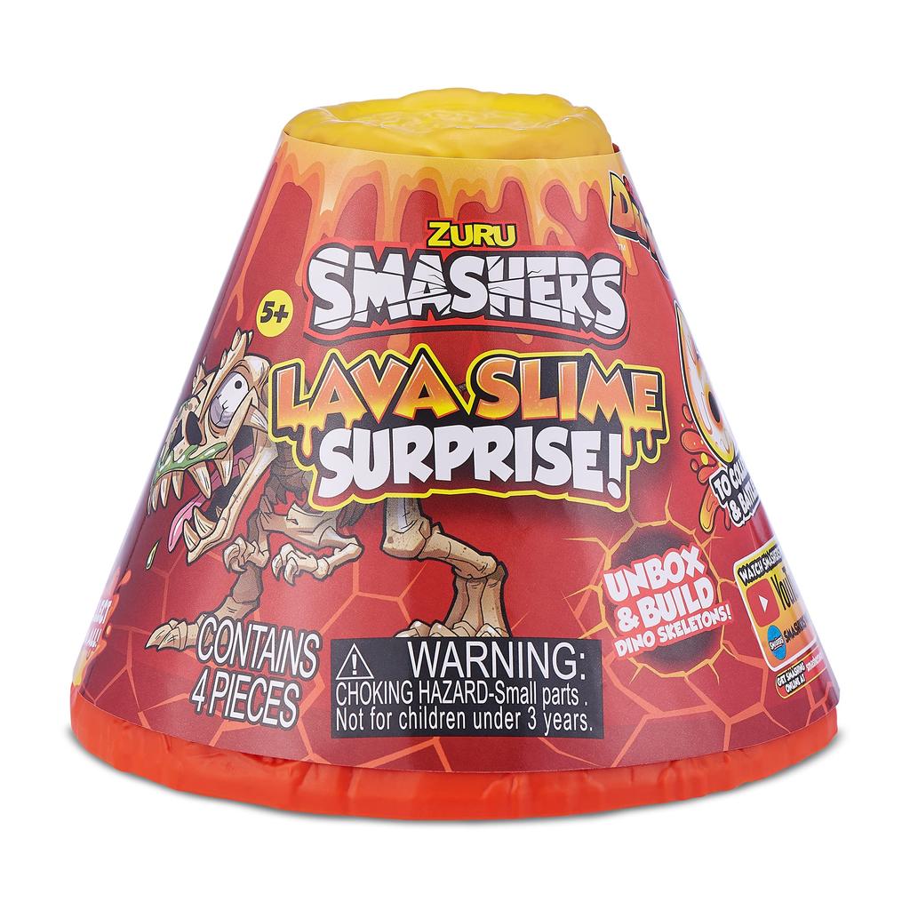 Smashers Mini Dinosaurus Tyrannosaurus od Lava Slime Surprise Series pro kluky a Amazon Exkluzivní Kombinované Balení Svítící ZURU, 4, Děti,