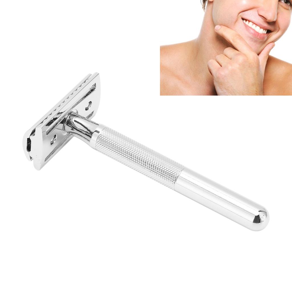 Aparat de ras de siguranță cu mâner lung, aliaj de zinc, aparat de ras de siguranță, aparat de ras manual reutilizabil, aparat de ras cu lamă dublă pentru bărbați