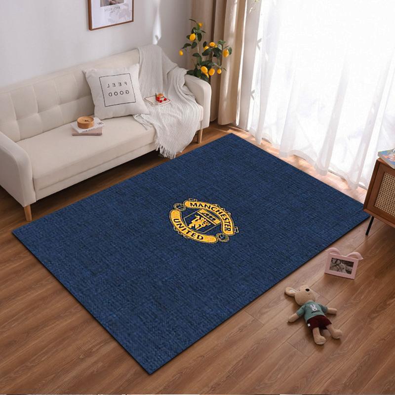 "Blue Carpet with Manchester United Logo Design for Living Room Decor" Suitable for use as an anti-slip for living room bedroom sofas