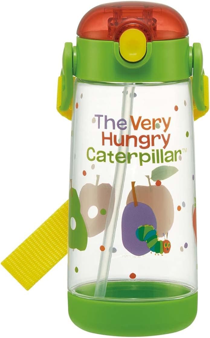 

Skater Children s Water Bottle with Straw, Clear, 480ml, One-Touch Silicone, Very Hungry Caterpillar Design, PDSH5-A