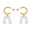 Bohemian Twist Faux Pearl Earrings: Elegant 18k Gold-Plated Titanium Steel Studs