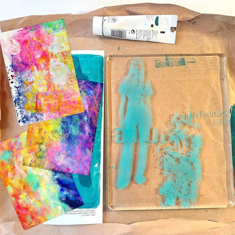 Good-Gel Printing Plate 5 X 7 Inch For Stamping, Cardmaking Printmaking With Stencils, Gel Painting Plate 4 Scrappers