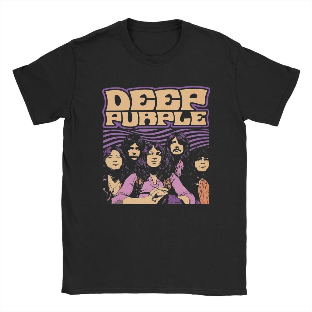 Maglietta da uomo Deep Purple Rock Band Robot Classico con Occhi LED Lampeggianti Magliette alla Moda Manica Corta Girocollo Top in Cotone