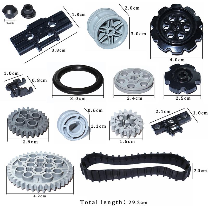 Technical Parts Brick Playset Link Chain Tank Belt Track Wheels Truck Car Gear MOC Brick Toys Playsets 3711 3873 88323 57520 57519 42529